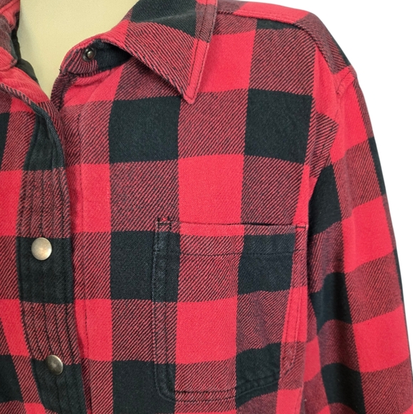 Duluth Trading Co. Red and Black Plaid Buffalo Check Button-Up Shacket - Picture 5 of 13